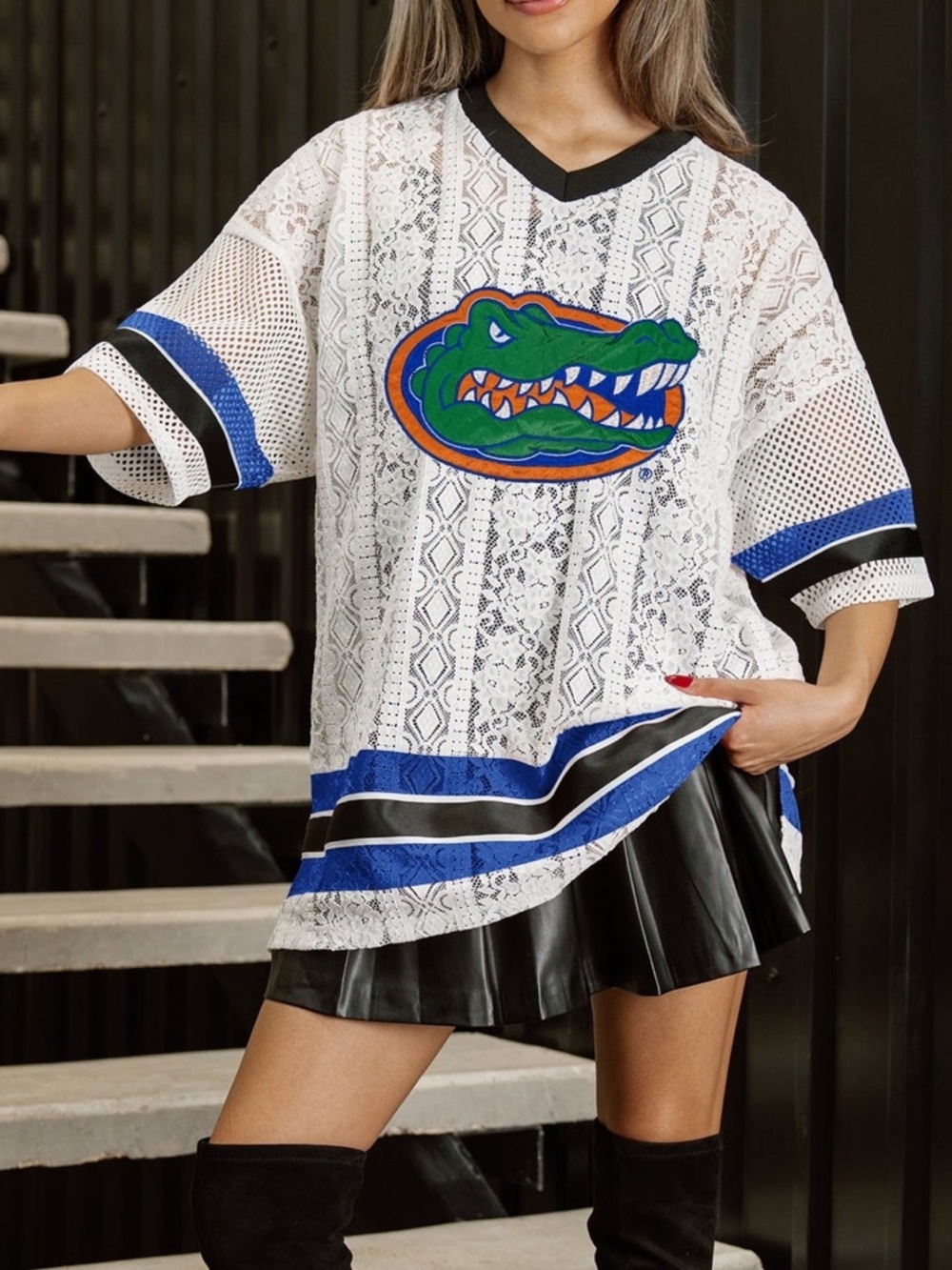 Gameday Couture FLORIDA GATORS HIGH NOTE LACE FASHION JERSEY Large Oversized